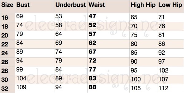 Standard Size Chart